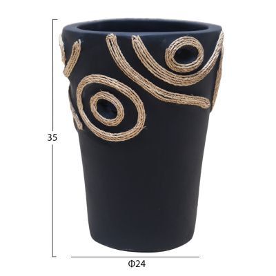 TABLE DECORATIVE VASE DEAN HM4677.01L TERRACOTA IN BLACK--Φ24x35Hcm.