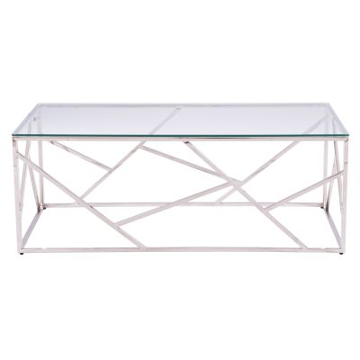 COFFEE TABLE JANA WITH GLASS AND CHROME BASE 120X60X45Hcm.HM8617.01
