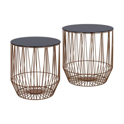 ZIGON 2PCS CAGE FB98601 BLACK GLASS AND GOLD METAL FRAME