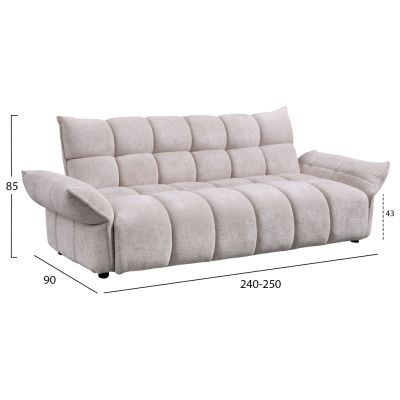 SOFABED MELU HM3314.02 BEIGE FABRIC--POCKET SPRINGS SEAT 240-250x90x85Hcm.
