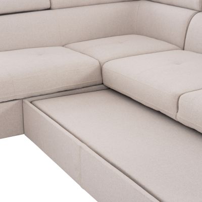 CORNER SOFA-BED WITH STORAGE SPACE ENCORE HM3301.03L BEIGE FABRIC 285x205x90Hcm.
