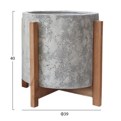 INDOOR POT HOFF HM4682.03M FIBER CEMENT IN GREY--TEAK BASE Φ39x40Hcm
