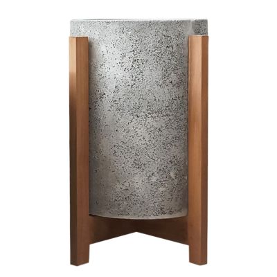 INDOOR POT HOFF HM4682.03S FIBER CEMENT IN GREY--TEAK BASE Φ31x43Hcm