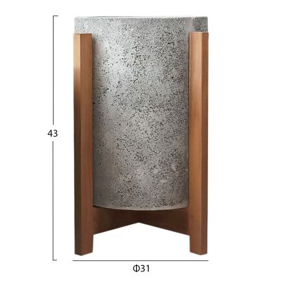 INDOOR POT HOFF HM4682.03S FIBER CEMENT IN GREY--TEAK BASE Φ31x43Hcm