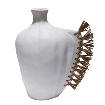 TABLE DECORATIVE VASE JEBB HM4689.02 TERRACOTA IN WHITE & GRASS--23.5x16x33Hcm.