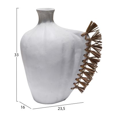 TABLE DECORATIVE VASE JEBB HM4689.02 TERRACOTA IN WHITE & GRASS--23.5x16x33Hcm.