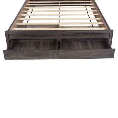 BED CAPRI HM312.07 WITH 2 DRAWERS MELAMINE IN ANTHRACITE COLOR FOR MATTRESS 150x200cm.