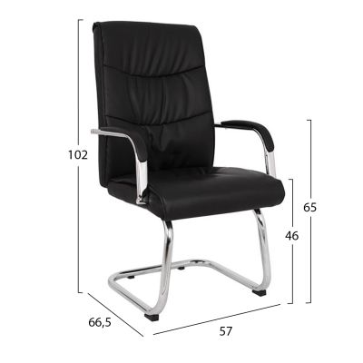 Conference chair JACOB HM1045.11 Black PU with chromed base 57x66,5x102 cm