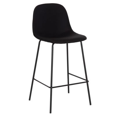 BAR STOOL VINCENT HM9298.24 MEDIUM HEIGHT-BLACK FABRIC-METAL LEGS 43x50x92.5Hcm.