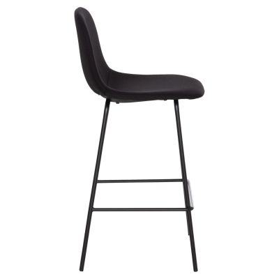 BAR STOOL VINCENT HM9298.24 MEDIUM HEIGHT-BLACK FABRIC-METAL LEGS 43x50x92.5Hcm.
