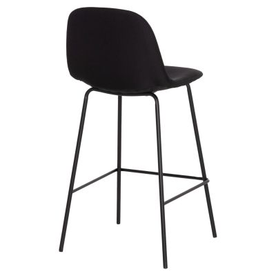 BAR STOOL VINCENT HM9298.24 MEDIUM HEIGHT-BLACK FABRIC-METAL LEGS 43x50x92.5Hcm.