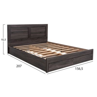 BED CAPRI HM312.07 WITH 2 DRAWERS MELAMINE IN ANTHRACITE COLOR FOR MATTRESS 150x200cm.