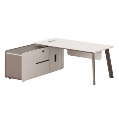 OFFICE DESK LEFT CORNER NEWLINE HM18271L MELAMINE IN CERAM WHITE-LIGHT BROWN 200x165x75Hcm.