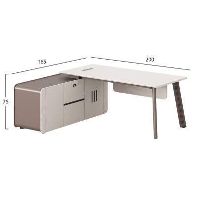 OFFICE DESK LEFT CORNER NEWLINE HM18271L MELAMINE IN CERAM WHITE-LIGHT BROWN 200x165x75Hcm.