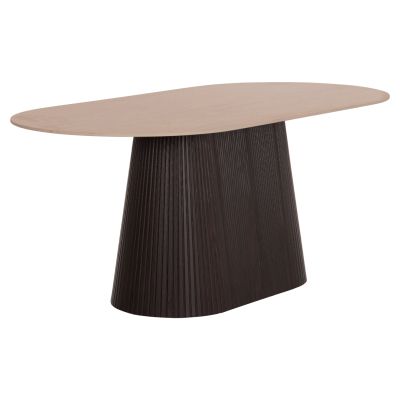 DINING TABLE OVAL CATER HM18320 CERAMIC TOP IN TRAVERTINE STONE LOOK--MDF BASE 180x90x74Hcm.