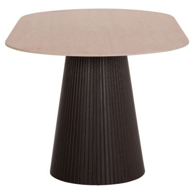 DINING TABLE OVAL CATER HM18320 CERAMIC TOP IN TRAVERTINE STONE LOOK--MDF BASE 180x90x74Hcm.