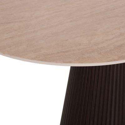 DINING TABLE OVAL CATER HM18320 CERAMIC TOP IN TRAVERTINE STONE LOOK--MDF BASE 180x90x74Hcm.