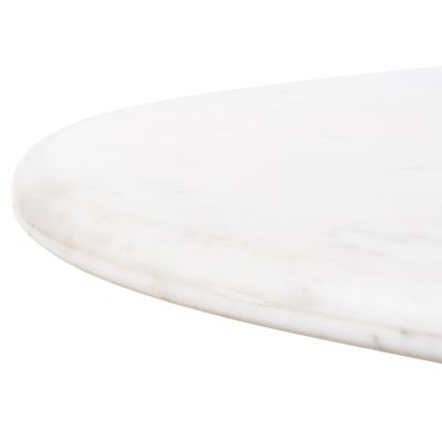 COFFEE TABLE OVAL PURGER HM9716 SOLID MANGO-WHITE MARBLE 120x70x38Hcm.