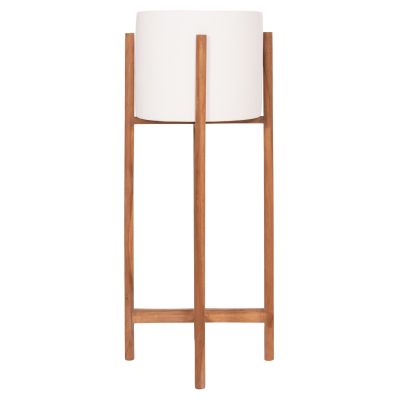 INDOOR POT RENTIL HM4684.02L FIBER CEMENT IN WHITE COLOR--TEAK BASE Φ27x66Hcm