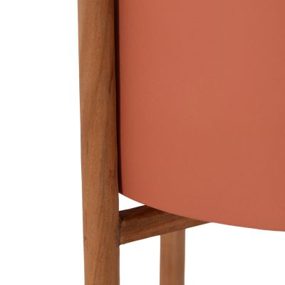 INDOOR POT RENTIL HM4684.08S FIBER CEMENT IN TERRACOTTA COLOR--TEAK BASE Φ27x56Hcm