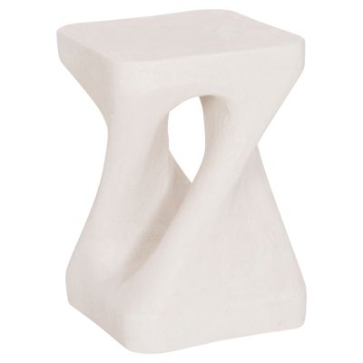 SQUARE STOOL SANTORINI HM18337 POLYRESIN--OFF WHITE 30x30x45Hcm.