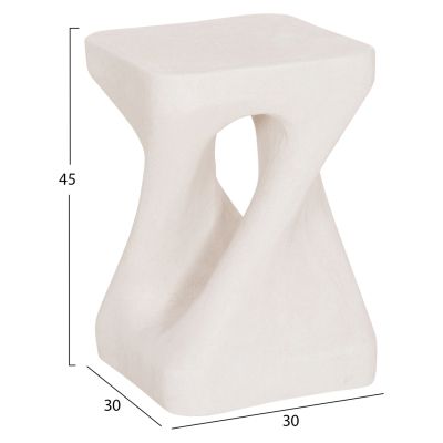 SQUARE STOOL SANTORINI HM18337 POLYRESIN--OFF WHITE 30x30x45Hcm.