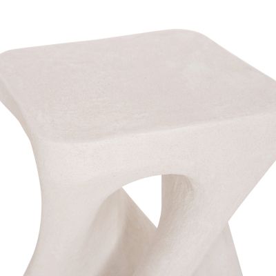 SQUARE STOOL SANTORINI HM18337 POLYRESIN--OFF WHITE 30x30x45Hcm.