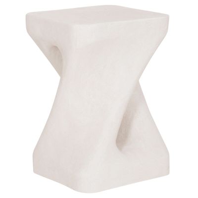 SQUARE STOOL SANTORINI HM18337 POLYRESIN--OFF WHITE 30x30x45Hcm.