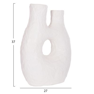 SET 2PCS TABLE DECORATIVE VASES NAMENTIS HM21143.01 TERRACOTTA IN WHITE/MAROON RED