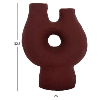 SET 2PCS TABLE DECORATIVE VASES NAMENTIS HM21143.01 TERRACOTTA IN WHITE/MAROON RED