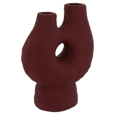 SET 2PCS TABLE DECORATIVE VASES NAMENTIS HM21143.01 TERRACOTTA IN WHITE/MAROON RED