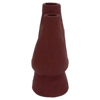 SET 2PCS TABLE DECORATIVE VASES NAMENTIS HM21143.01 TERRACOTTA IN WHITE/MAROON RED