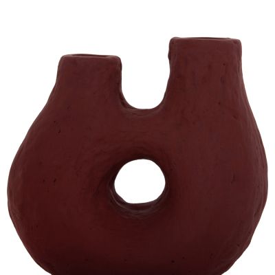 SET 2PCS TABLE DECORATIVE VASES NAMENTIS HM21143.01 TERRACOTTA IN WHITE/MAROON RED
