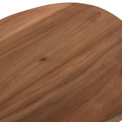 SIDE TABLE AIDA HM4692.02 FIBER CEMENT IN WHITE--TEAK WOOD TOP 47x60x59Hcm.