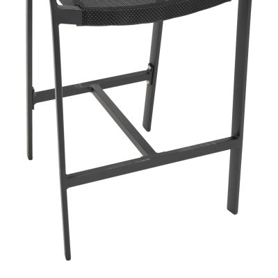 BAR STOOL ALUMINUM BLACK HM5892.05 BLACK TEXTLINE&BEIGE RATTAN 56x58x105Hcm.