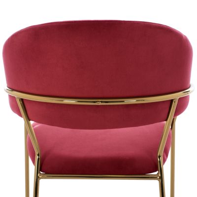 BAR STOOL MED.HEIGHT THEODORE HM8734.06 BURGUNDY RED VELVET--GOLDEN METAL FRAME 60x55x100Hcm.
