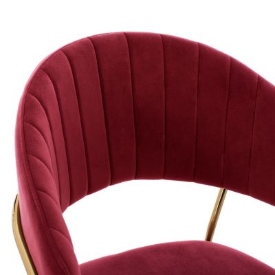 BAR STOOL MED.HEIGHT THEODORE HM8734.06 BURGUNDY RED VELVET--GOLDEN METAL FRAME 60x55x100Hcm.