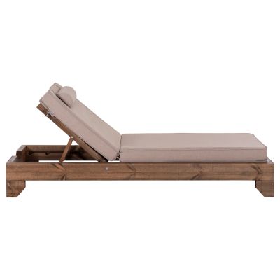 BEACH LOUNGER KORINOS HM10783.72 PINE WOOD IN WALNUT--OLEFIN CUSHION IN BEIGE 79x204x77Hcm.