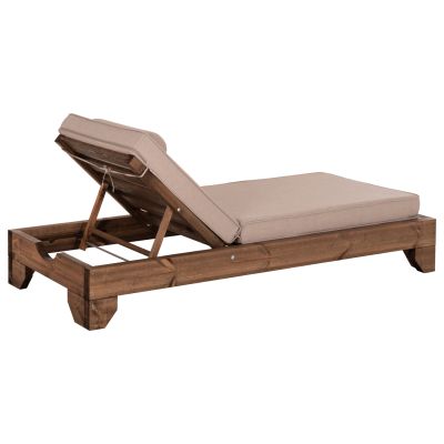 BEACH LOUNGER KORINOS HM10783.72 PINE WOOD IN WALNUT--OLEFIN CUSHION IN BEIGE 79x204x77Hcm.