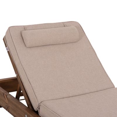 BEACH LOUNGER KORINOS HM10783.72 PINE WOOD IN WALNUT--OLEFIN CUSHION IN BEIGE 79x204x77Hcm.