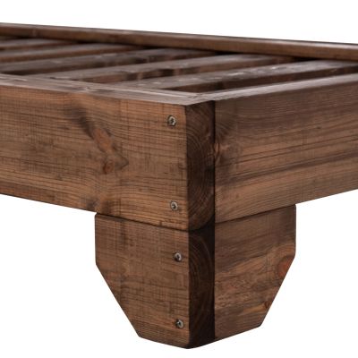 BEACH LOUNGER KORINOS HM10771.30T PINE WOOD IN WALNUT--CUSHION IN GREY 79x204x77Hcm.