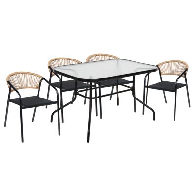 OUTDOOR DINING SET 5PCS ADAM HM10727.03 METAL CHAIRS & TABLE 120x70cm BLACK