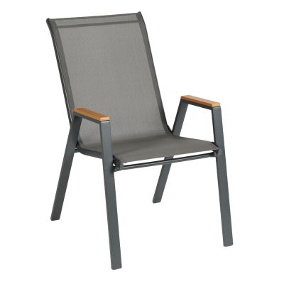 OUTDOOR ARMCHAIR LEONE HM6429.01 GREY METAL FRAME-GREY TEXTILENE 54x74x91Hcm.