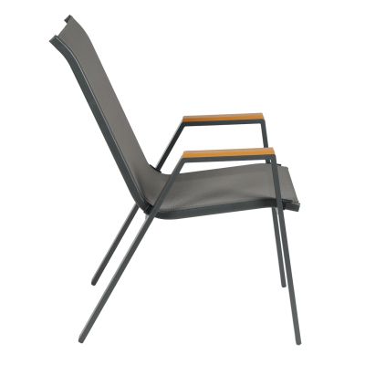 OUTDOOR ARMCHAIR LEONE HM6429.01 GREY METAL FRAME-GREY TEXTILENE 54x74x91Hcm.