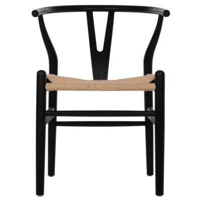 DINING CHAIR BRAVE HM8695.03 BEECH WOOD IN BLACK-BEIGE ROPE 48x55x73,5Hcm.