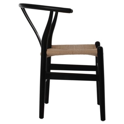 DINING CHAIR BRAVE HM8695.03 BEECH WOOD IN BLACK-BEIGE ROPE 48x55x73,5Hcm.