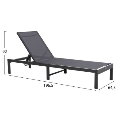 ALUMINUM SUNBED THATCHER HM5983.03 ANTHRACITE FRAME & TEXTILENE 196,5x64,5x92Hcm.