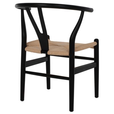 DINING CHAIR BRAVE HM8695.03 BEECH WOOD IN BLACK-BEIGE ROPE 48x55x73,5Hcm.