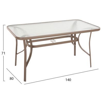 OUTDOOR DINING SET 5PCS BRUNO HM10727.04 METAL CHAIRS & TABLE 140x80cm CHAMPAGNE COLOR