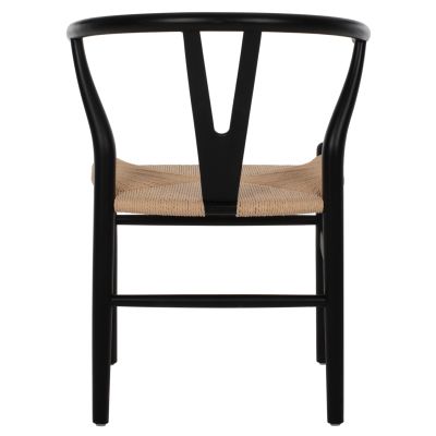 DINING CHAIR BRAVE HM8695.03 BEECH WOOD IN BLACK-BEIGE ROPE 48x55x73,5Hcm.